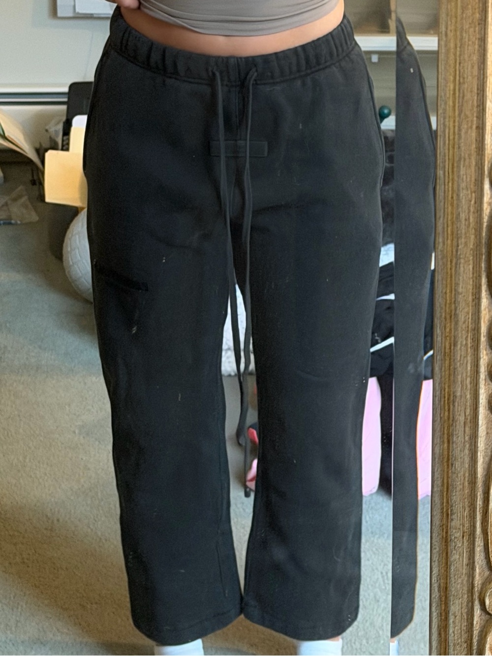 Essentials Kids Black Wide-Leg Pull-On Joggers